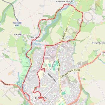 Walk around Helston trail, distance, elevation, map, profile, GPS track