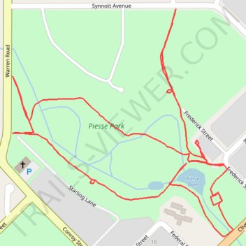 Piesse Park paved paths trail, distance, elevation, map, profile, GPS track