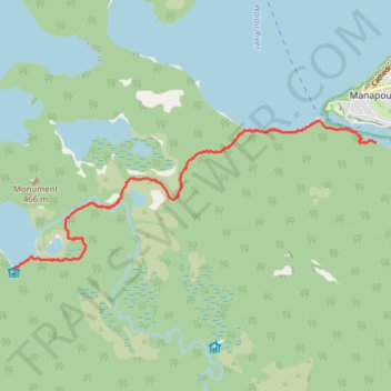Manapouri to Hope Arm Hut trail, distance, elevation, map, profile, GPS track
