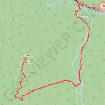 Chimney Tops Trail in Great Smoky Mountains National Park trail, distance, elevation, map, profile, GPS track