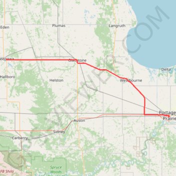 Neepawa - Portage la Prairie trail, distance, elevation, map, profile, GPS track