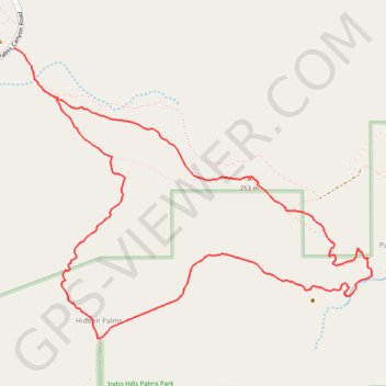 Pushawalla Palms and Hidden Palms Loop trail, distance, elevation, map, profile, GPS track