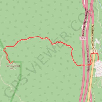 Mount Pemigewasset Trail in Franconia Notch State Park trail, distance, elevation, map, profile, GPS track