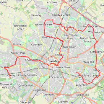The Great Coventry Foodbankathon 2025 trail, distance, elevation, map, profile, GPS track