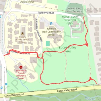 Walking paths in and around Lucas Valley Park in Lucas Valley trail, distance, elevation, map, profile, GPS track