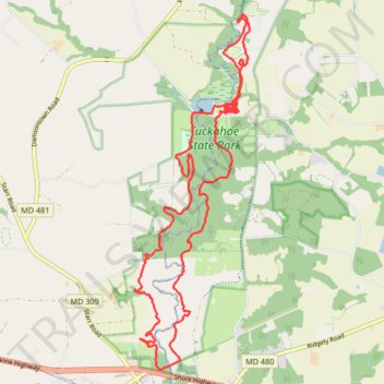 The Tuckahoe 25k trail, distance, elevation, map, profile, GPS track