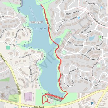 Section of Lake Lynn Trail trail, distance, elevation, map, profile, GPS track