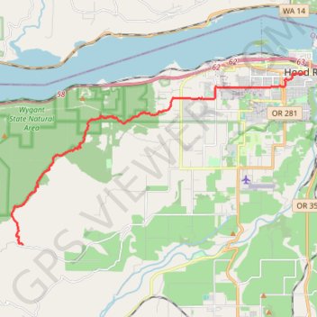 Post Canyon from Binns Hill to Hood River trail, distance, elevation, map, profile, GPS track