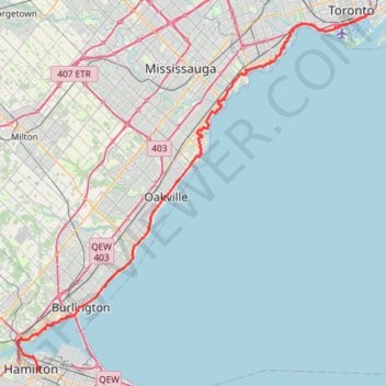 Hamilton - Toronto trail, distance, elevation, map, profile, GPS track