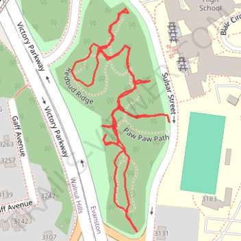 Walnut Woods of Evanstone trails trail, distance, elevation, map, profile, GPS track