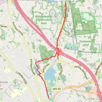 Upper Charles River rail trail from Luisa Lake parking trail, distance, elevation, map, profile, GPS track