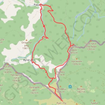 Ruj trail, distance, elevation, map, profile, GPS track