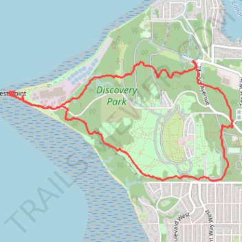 Discovery Park loop hike via West Point Light trail, distance, elevation, map, profile, GPS track