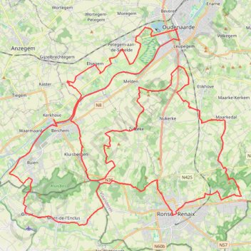Ronde van Vlaanderen fietsroute blauwe lus trail, distance, elevation, map, profile, GPS track