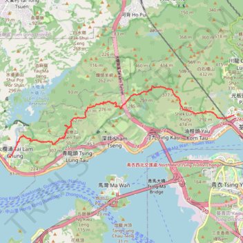 Tai Lam Gas pipe trail, distance, elevation, map, profile, GPS track