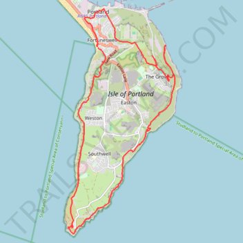 Isle of Portland Loop trail, distance, elevation, map, profile, GPS track