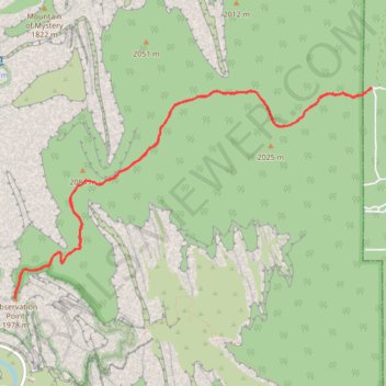 Observation Point via East Mesa Trail in Zion National Park trail, distance, elevation, map, profile, GPS track