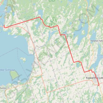 Orillia - Lindsay trail, distance, elevation, map, profile, GPS track