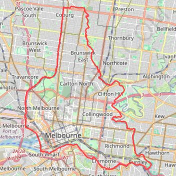 Coburg - Melbourne trail, distance, elevation, map, profile, GPS track