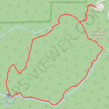 Mina Sauk Falls Loop Trail in Taum Sauk Mountain State Park trail, distance, elevation, map, profile, GPS track