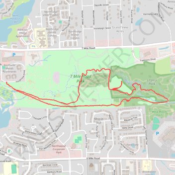7 Mile Road Park loop trail trail, distance, elevation, map, profile, GPS track