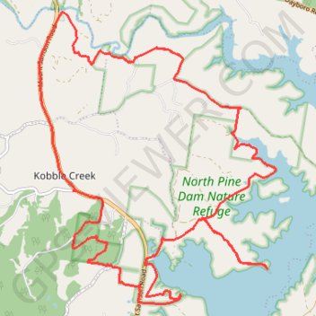 Kobble Creek - North Pine Dam trail, distance, elevation, map, profile, GPS track