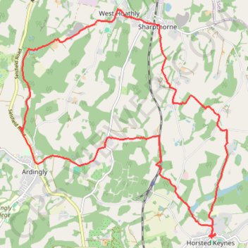 Walk - Ardingly, West Hoathly, Horsted Keynes trail, distance, elevation, map, profile, GPS track