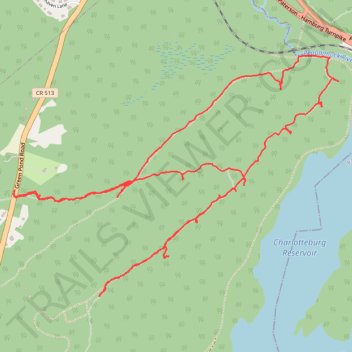 Loop hike via Four Birds Trail above Charlotteburg Reservoir - Newark Watershed trail, distance, elevation, map, profile, GPS track