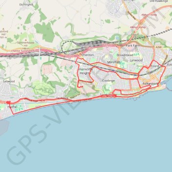 Folkestone trail, distance, elevation, map, profile, GPS track