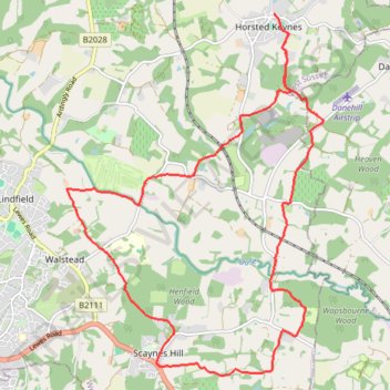 Loop Walk between Scaynes Hill and Horsted Keynes trail, distance, elevation, map, profile, GPS track