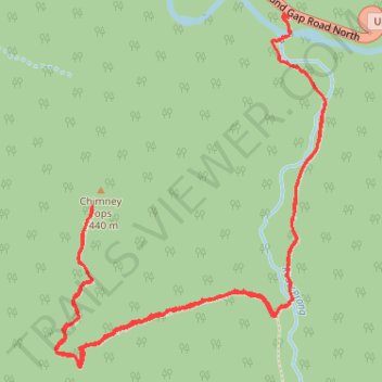 Chimney Tops Trail in Great Smoky Mountains National Park trail, distance, elevation, map, profile, GPS track