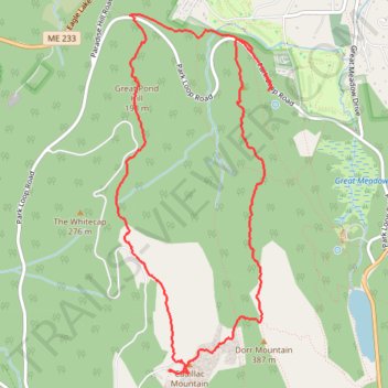 Acadia loop trail via Cadillac Mountain trail, distance, elevation, map, profile, GPS track