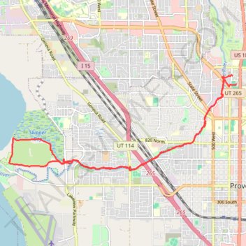 Provo River, Utah Lake and back trail, distance, elevation, map, profile, GPS track