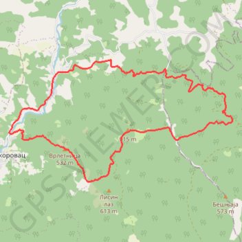 Bešnjaja, kanjon Voljevice trail, distance, elevation, map, profile, GPS track