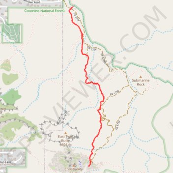 Broken Arrow Trail to Chicken Point in Coconino National Forest trail, distance, elevation, map, profile, GPS track