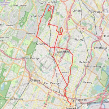 Cedar Grove trail, distance, elevation, map, profile, GPS track