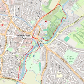 River Avon Loop Walk trail, distance, elevation, map, profile, GPS track