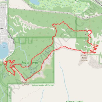 Rowton Peak and Crows Nest Loop from Serene Lakes trail, distance, elevation, map, profile, GPS track