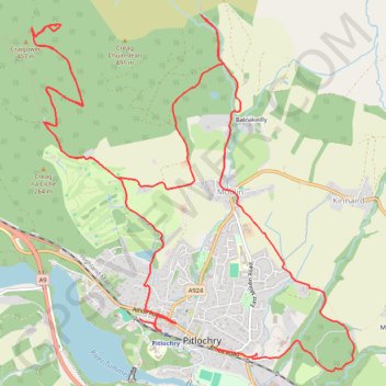 EMTB Gravel: Pitlochry Highlights - Loop trail, distance, elevation, map, profile, GPS track