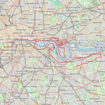 London Marathon trail, distance, elevation, map, profile, GPS track