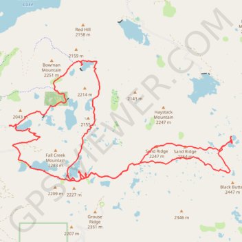 Lindsey Lake to Five Lakes Basin Loop trail, distance, elevation, map, profile, GPS track