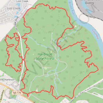 Harbison State Forest Loop trail, distance, elevation, map, profile, GPS track