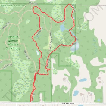 Dauner Martin Nature Sanctuary Blue and Green Trails Loop trail, distance, elevation, map, profile, GPS track