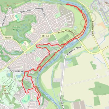 Footpath next to Walter Bean Trail trail, distance, elevation, map, profile, GPS track