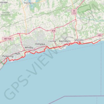 Lake Ontario Waterfront Trail trail, distance, elevation, map, profile, GPS track
