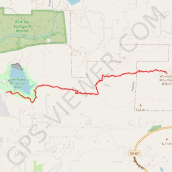 Potato Chip Rock and Mount Woodson Summit from Lake Poway trail, distance, elevation, map, profile, GPS track