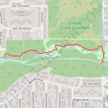 Chester Creek trail, distance, elevation, map, profile, GPS track