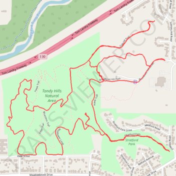 Hike at Tandy Hills Natural Area trail, distance, elevation, map, profile, GPS track
