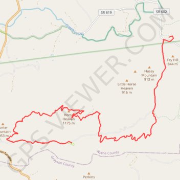 C C Camp Road to Hussy Moutain Horse Campground trail, distance, elevation, map, profile, GPS track