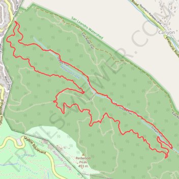 West Ridge, French and Stream Trails Loop in Reinhardt Redwood Regional Park trail, distance, elevation, map, profile, GPS track